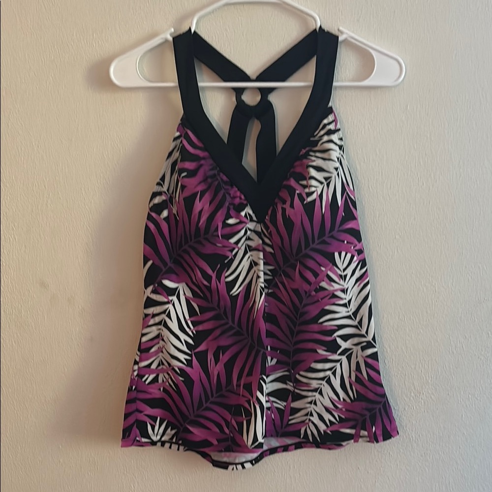 Women's Purple Leaf Print Halter Top